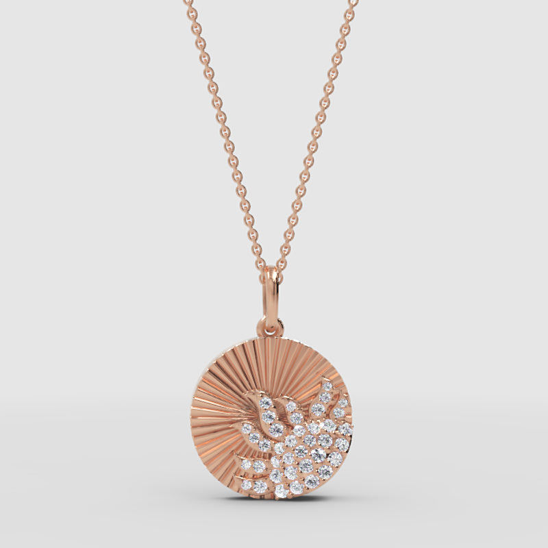 Radiant Disc Pendant Necklace With Pav Crystal Accent - Three