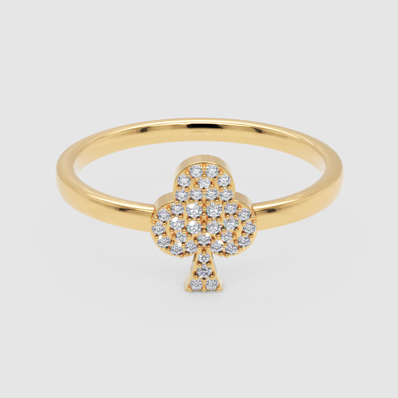 Pav Diamond Clover Stackable Ring - Four