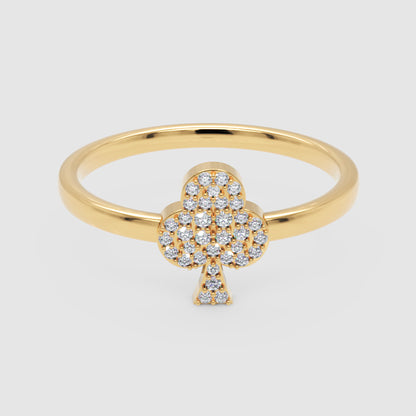 Pav Diamond Clover Stackable Ring - Four