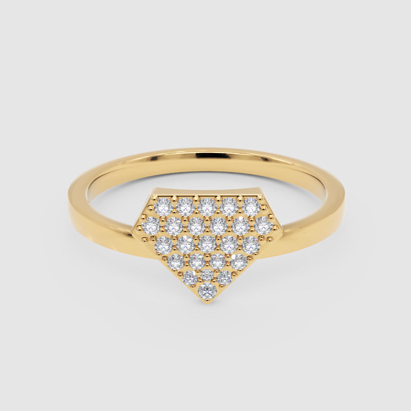 Pav Diamond Hexagon Cluster Ring - Four