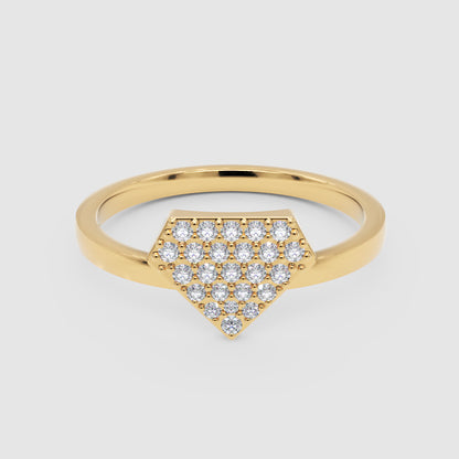 Pav Diamond Hexagon Cluster Ring - Four