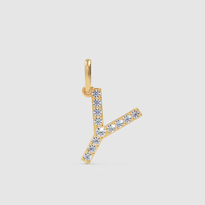 Rose Gold Diamond Initial Y Letter Pendant Charm