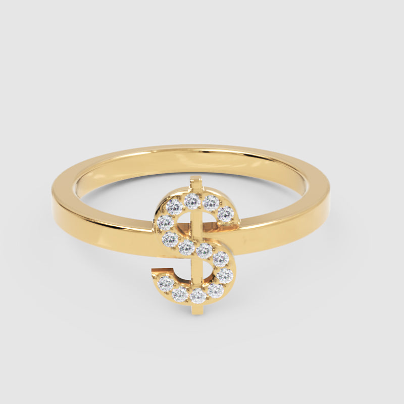 Diamond Dollar Sign Statement Ring - Four
