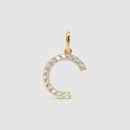 Rose Gold Diamond Letter C Initial Pendant Charm