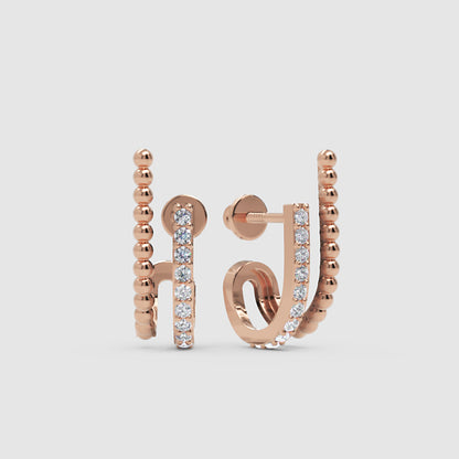 Beaded And Pav Crystal Double Hoop Stud Earrings - Four