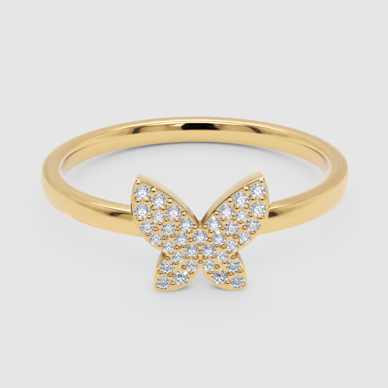 Pav Diamond Butterfly Ring - Four