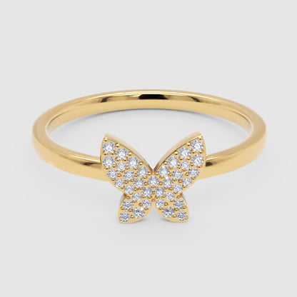 Pav Diamond Butterfly Ring - Four