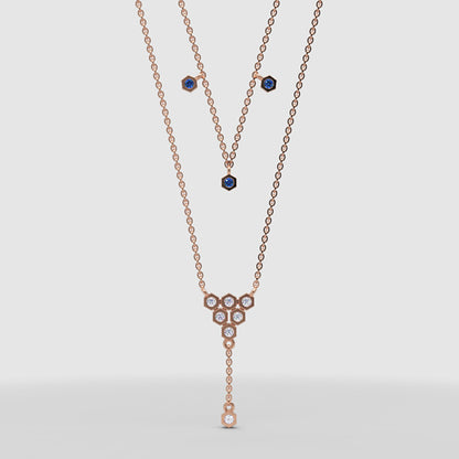 Layered Blue Sapphire And Diamond Honeycomb Ynecklace - Four
