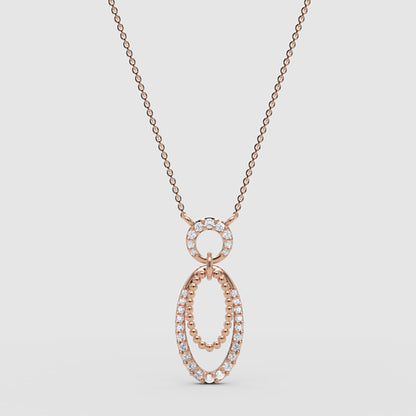 Triple Oval Pendant Necklace With Pav Diamond - Four