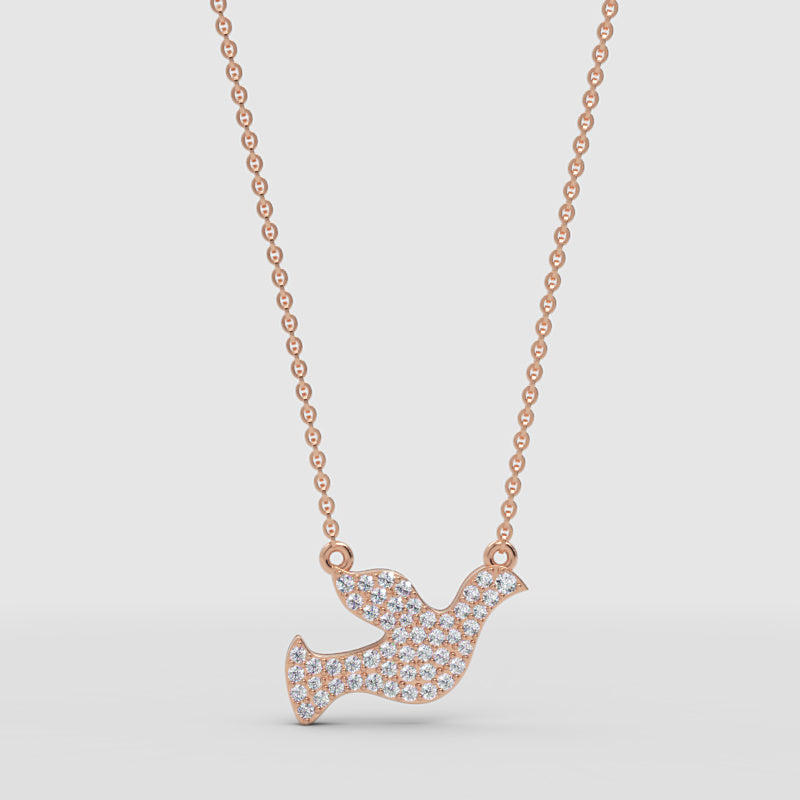 Pav Crystal Dove Pendant Necklace - Four