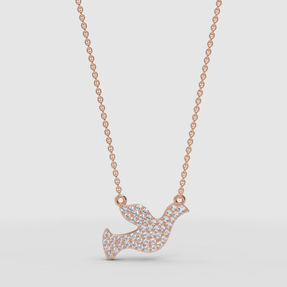 Pav Crystal Dove Pendant Necklace - Four