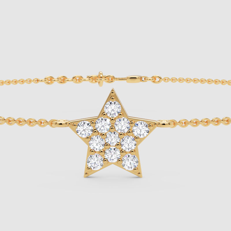 Pav Diamond Star Pendant Necklace - Four