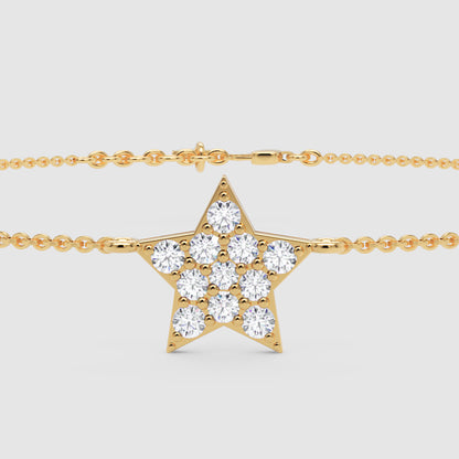 Pav Diamond Star Pendant Necklace - Four