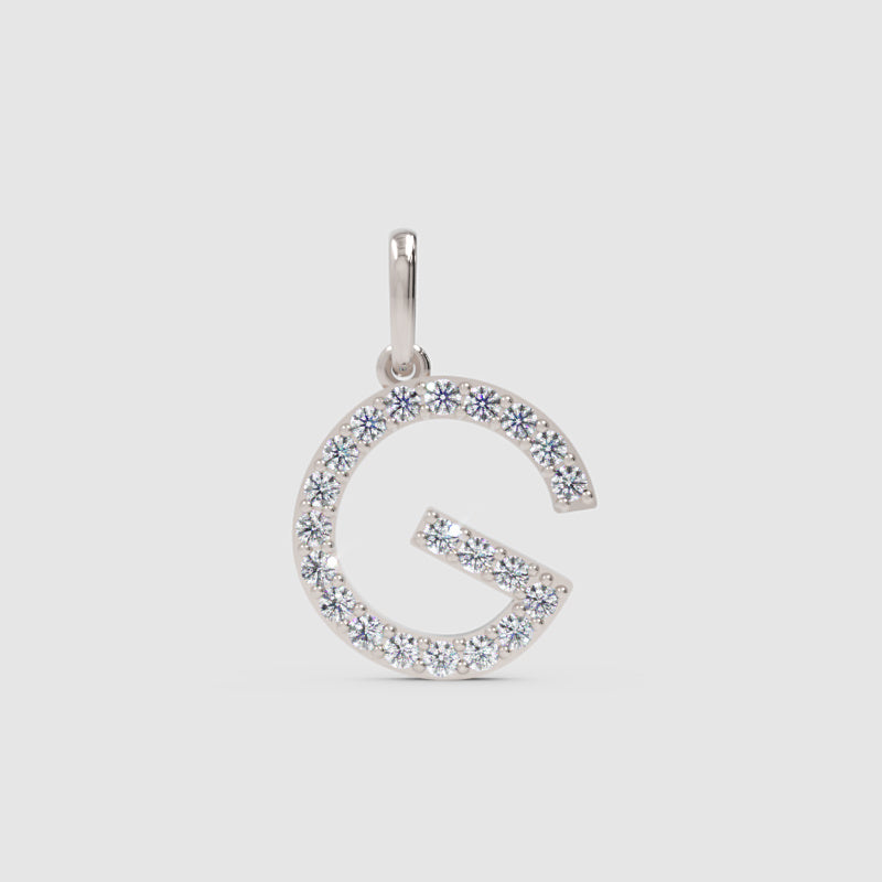 Rose Gold Diamond Initial G Letter Pendant Charm