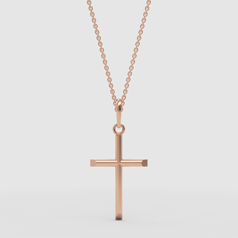 Sleek Cross Pendant Necklace With Chain - One