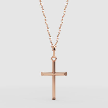 Sleek Cross Pendant Necklace With Chain - One