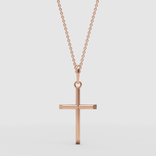 Sleek Cross Pendant Necklace With Chain - One