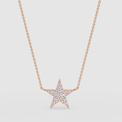 Pav Star Pendant Necklace With Delicate Chain - Four
