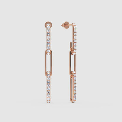 Pav Diamond Linear Drop Earrings With Safety Pin Design - Four