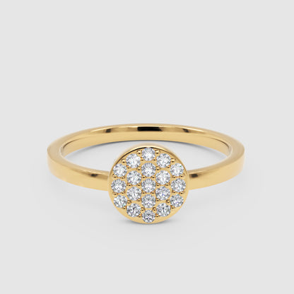 Pav Diamond Cluster Ring With Slim Band - Four
