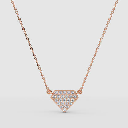 Pav Diamond Shield Pendant Necklace - Four