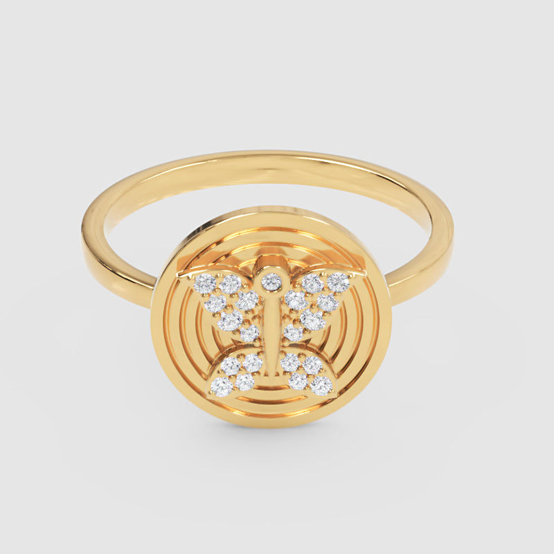 Butterfly Diamond Ring With Concentric Circle Design - Four