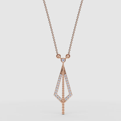 Art Deco Geometric Pendant Necklace With Crystal Accents - Four