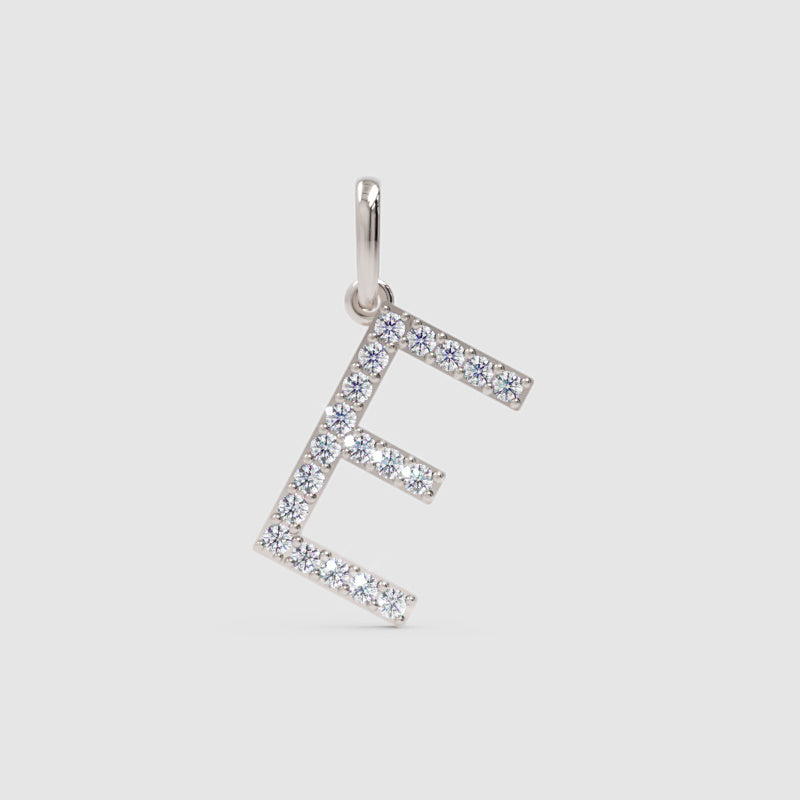 Diamond Letter E Charm Pendant in 14K Yellow Gold