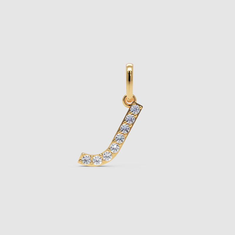 Rose Gold Diamond Letter J Initial Charm Pendant