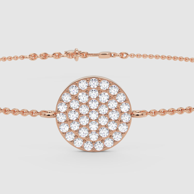 Pav Diamond Circle Disc Bracelet - Four