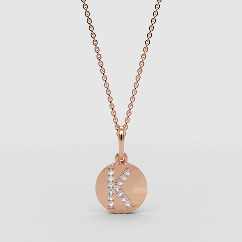 Personalized K Letter Necklace With Diamonds In White Gold - Four