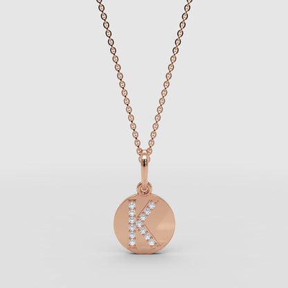 Personalized K Letter Necklace With Diamonds In White Gold - Four