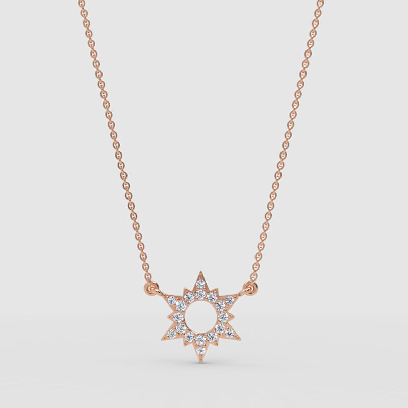 Starburst Pendant Necklace With Pav Crystals - Four