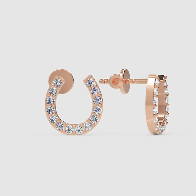 Horseshoe Stud Earrings With Pav Crystals And Screw Back Closure - Four