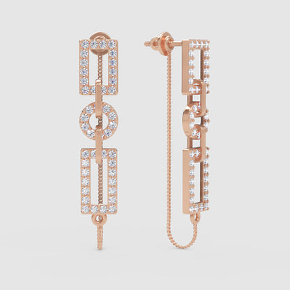 Geometric Chain Link Pav Drop Earrings - Four