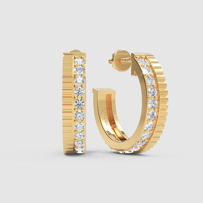 Classic Diamond Hoop Earrings In White Gold – Minimal Everyday Luxury Hoops | Jebij - Three