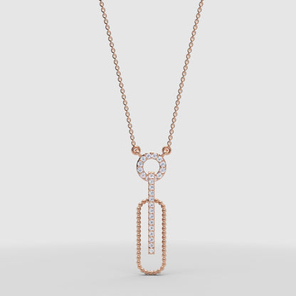 Pav Diamond Safety Pin Pendant Necklace - Four