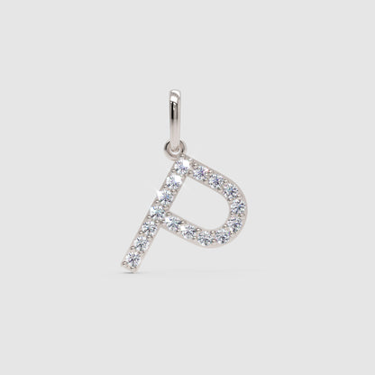 Rose Gold Diamond Letter P Initial Pendant Charm