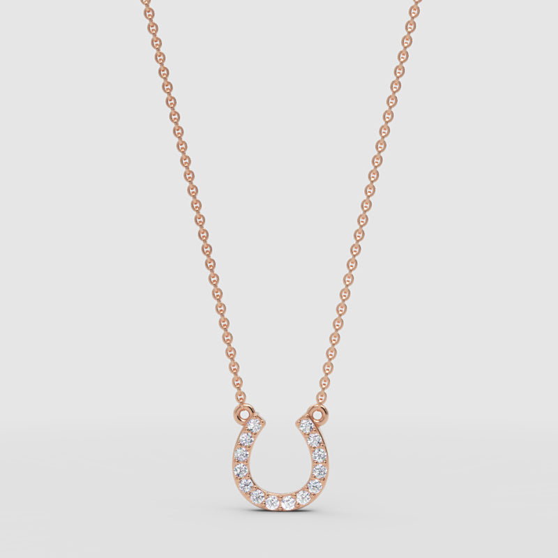 Pav Horseshoe Pendant Necklace - Four