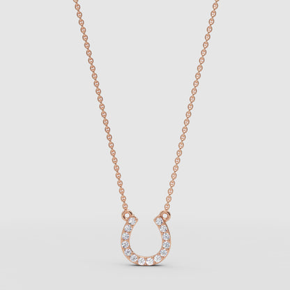 Pav Horseshoe Pendant Necklace - Four