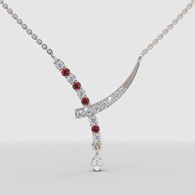 White Gold Diamonds With Coloured Gemstone Accents. - Three