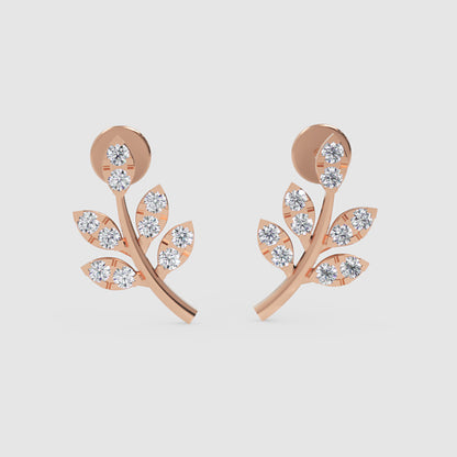 Crystal Leaf Branch Stud Earrings - Four