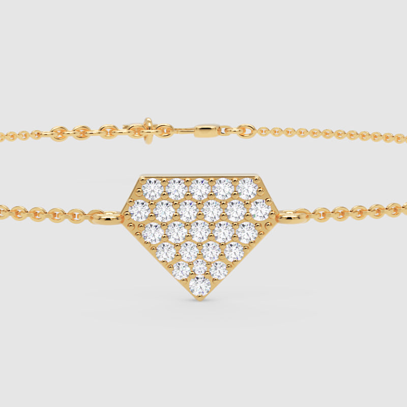 Pav Diamond Geometric Hexagon Bracelet - Four