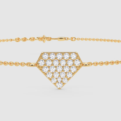 Pav Diamond Geometric Hexagon Bracelet - Four