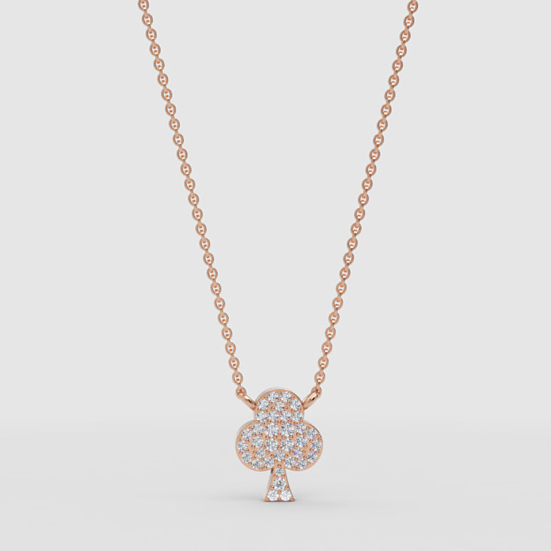 Pav Club Suit Pendant Necklace With Chain - Four