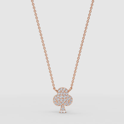Pav Club Suit Pendant Necklace With Chain - Four