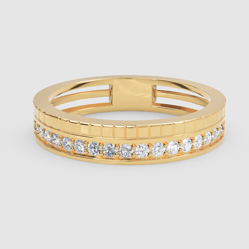 Pav Diamond Eternity Band Ring With Geometric Detailing - Four