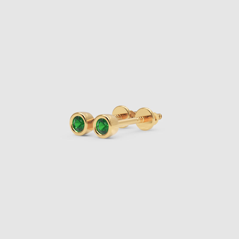 Green Crystal Bezel Set Stud Earrings - Six