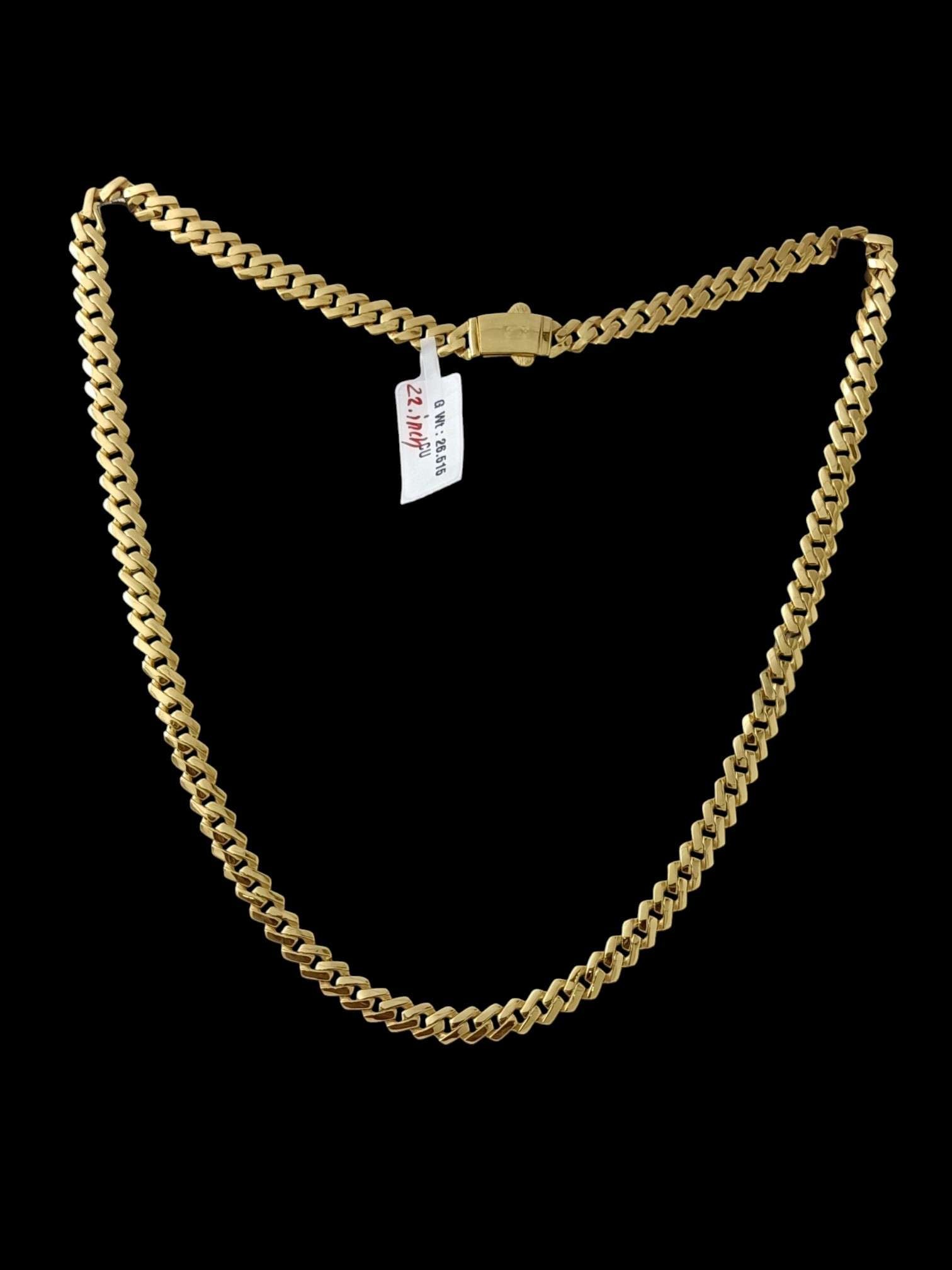 22 Inch Cuban Link Chain Necklace With Box Clasp - Five
