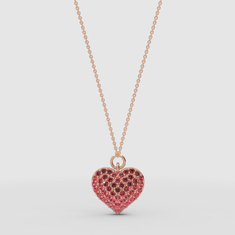 Lab-Grown Ruby Heart Pendant Necklace In Rose Gold | Adjustable 16–17 Inch Chain - One